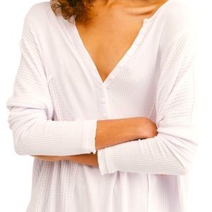 NWT Free People Leo Henley Top Size M WHT